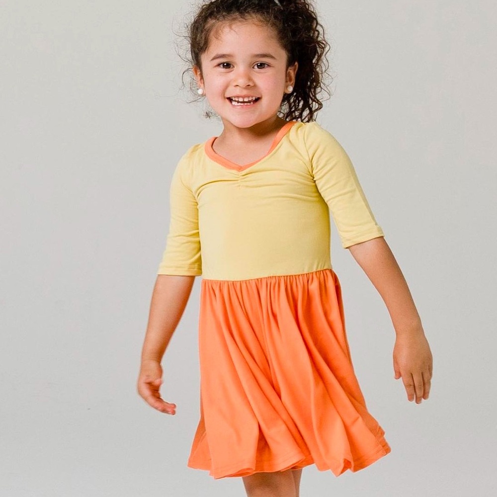 Dotdotsmile Girls Dress Size 2T Mustard and Salmon Color Block New with Tags